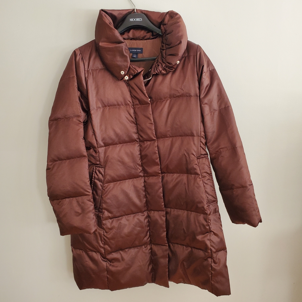 Lands' End Women's Brown Puffer Coat